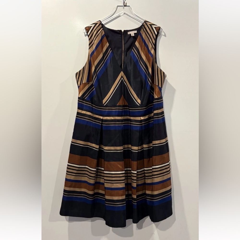 CB Established 1962‎ Womens Multi Striped Fit & Flare Dress Plus Size 24
